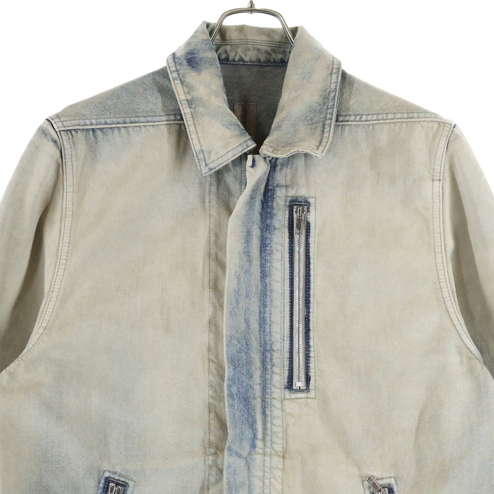 Rick Owens DRKSHDW(リックオウエンス ダークシャドウ) Concealed Zipfront Jacket ジップフロントジャケット デニムジャケット ベージュ DU02E7775DMP