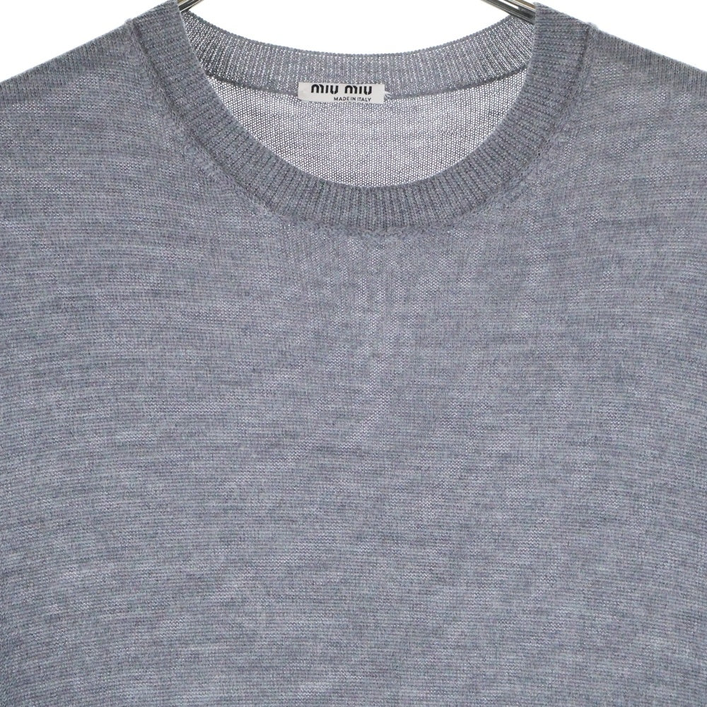 miumiu(ミュウミュウ) ウエストリボン 半袖ニットワンピース グレー レディース MMA602 1PFJ