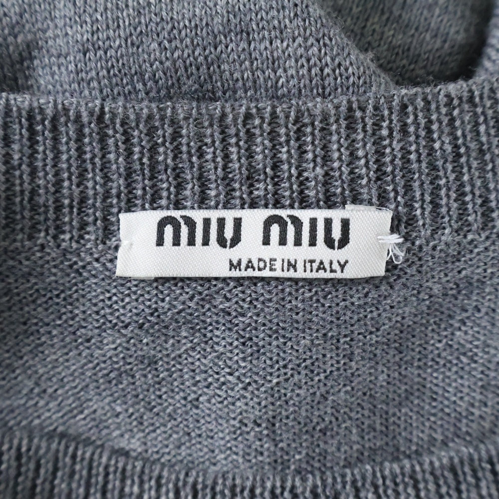 miumiu(ミュウミュウ) ウエストリボン 半袖ニットワンピース グレー レディース MMA602 1PFJ