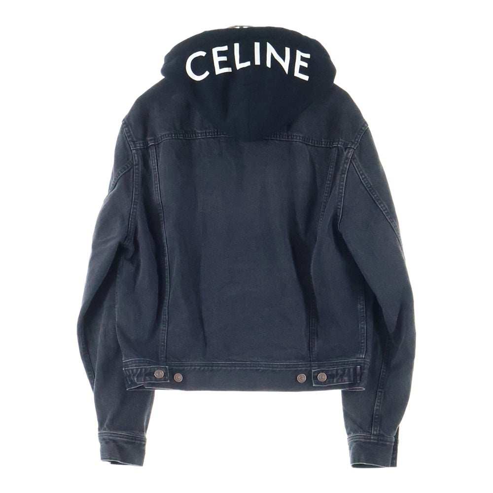 CELINE(セリーヌ) フードロゴプリント トラッカージャケット デニムジャケット ブラック 2Q472947F