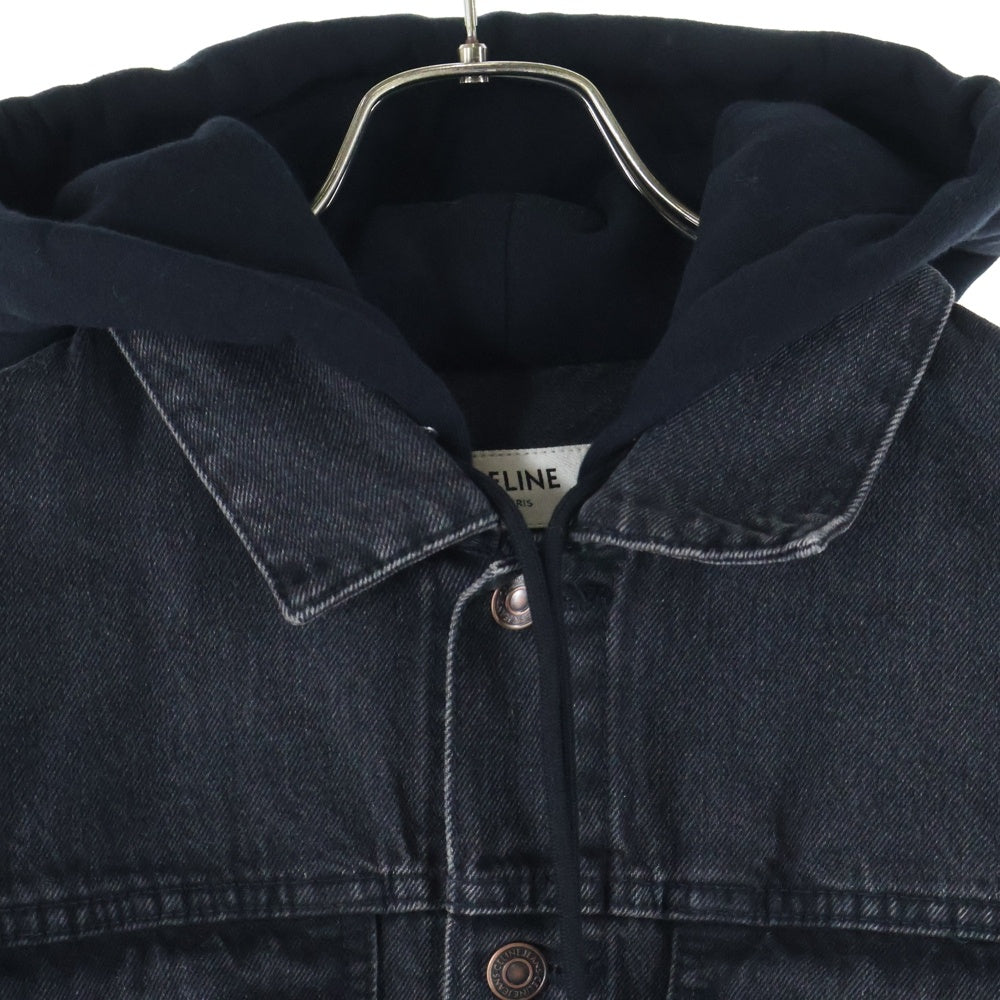 CELINE(セリーヌ) フードロゴプリント トラッカージャケット デニムジャケット ブラック 2Q472947F