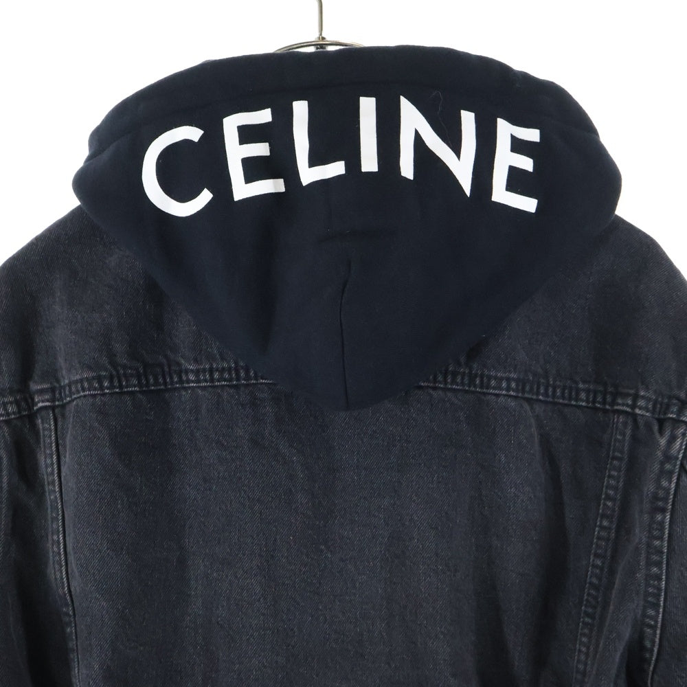 CELINE セリーヌ フードロゴプリント トラッカージャケット ブラック 2Q472947F CELINE(セリーヌ) フードロゴプリント トラッカージャケット デニム
