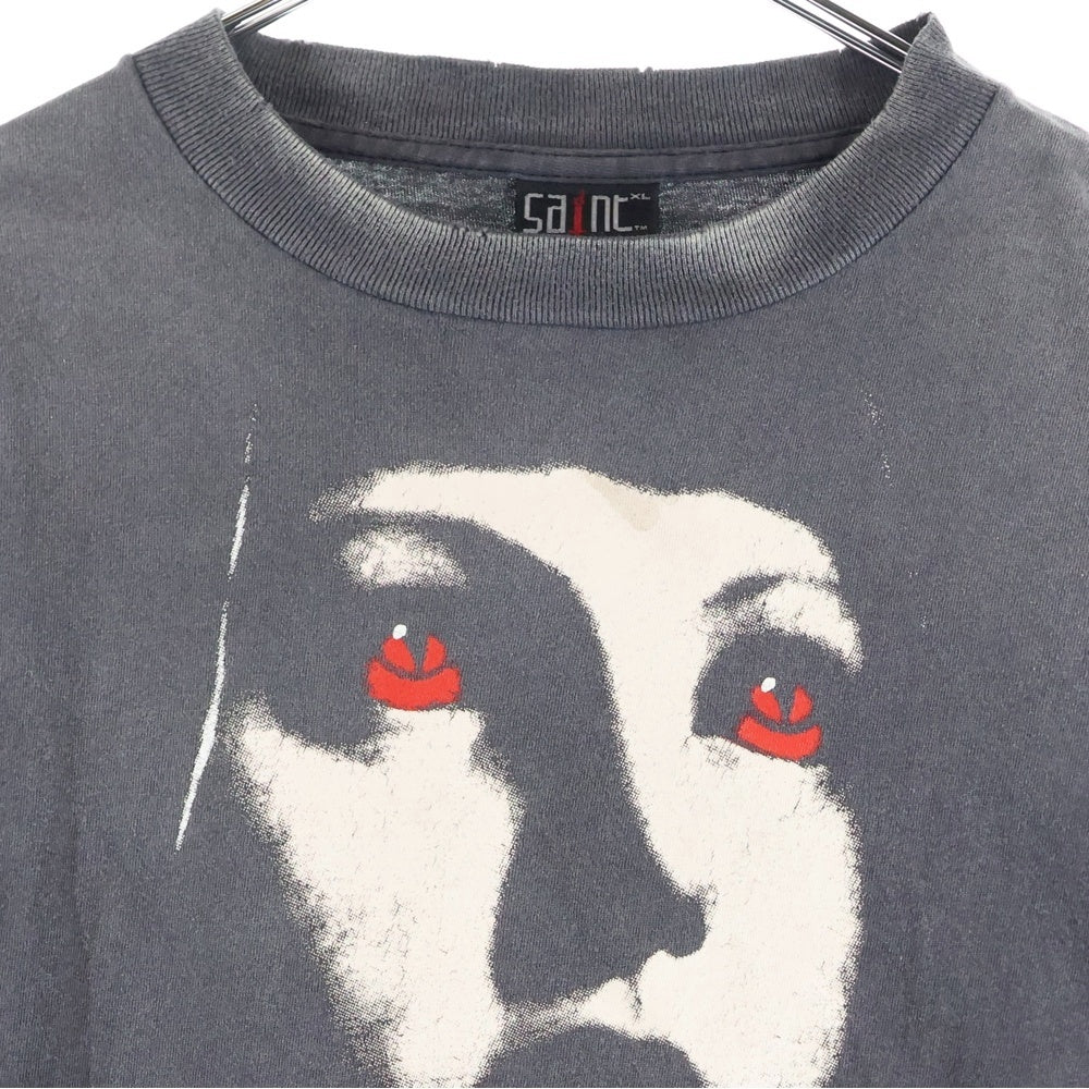 SAINT MICHAEL(セントマイケル) 25SS PSYCHOTIC SNT ヴィンテージ加工 プリントデザイン 半袖Tシャツ カットソー ブラック SM-HR8-0000-004