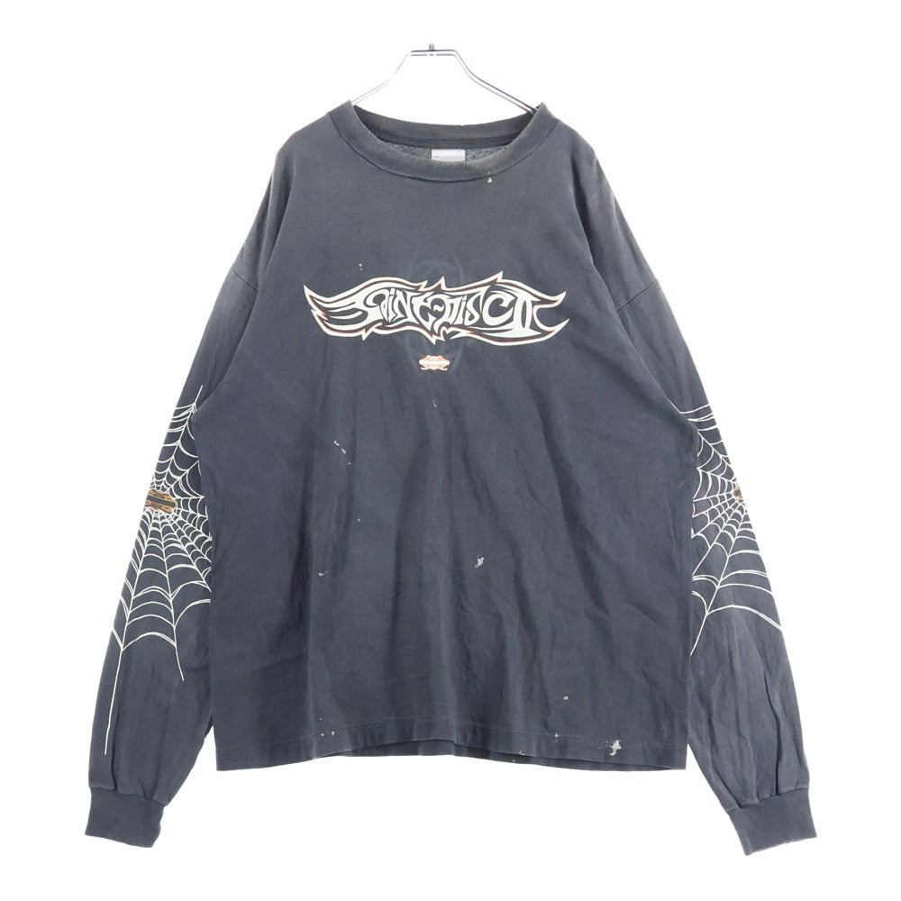 SAINT MICHAEL(セントマイケル) 25SS TEFRON DISCO INSANITY ML LS TEE ロゴプリントTシャツ 長袖カットソー チャコールグレー SM-HR8-0000-C41