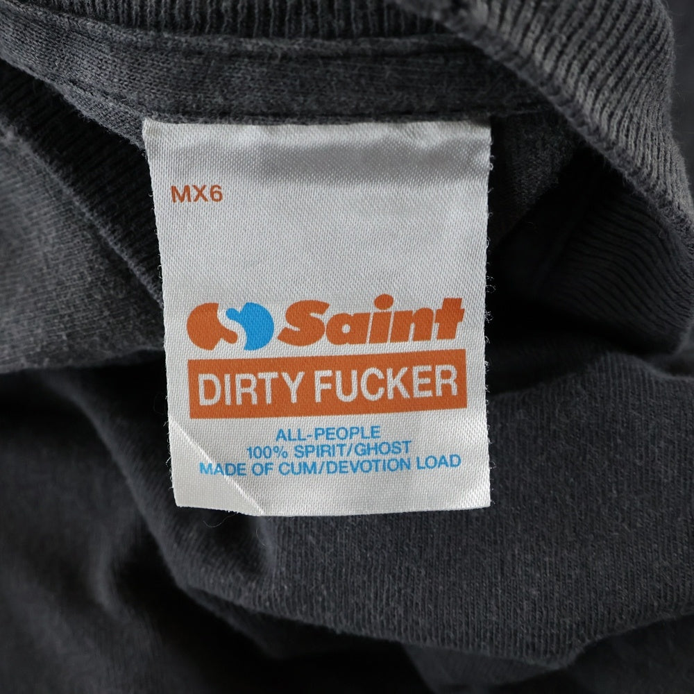 SAINT MICHAEL(セントマイケル) 25SS TEFRON DISCO INSANITY ML LS TEE ロゴプリントTシャツ 長袖カットソー チャコールグレー SM-HR8-0000-C41