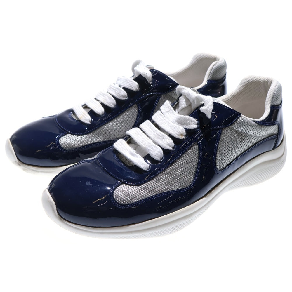 PRADA SPORT(プラダ スポーツ) アメリカズカップ パテントレザー テクニカルメッシュ ローカットスニーカー ネイビー/ホワイト 4E3400