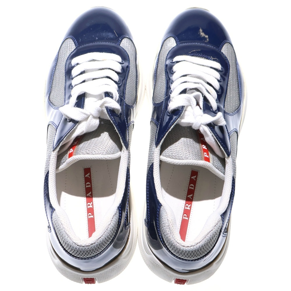 PRADA SPORT(プラダ スポーツ) アメリカズカップ パテントレザー テクニカルメッシュ ローカットスニーカー ネイビー/ホワイト 4E3400