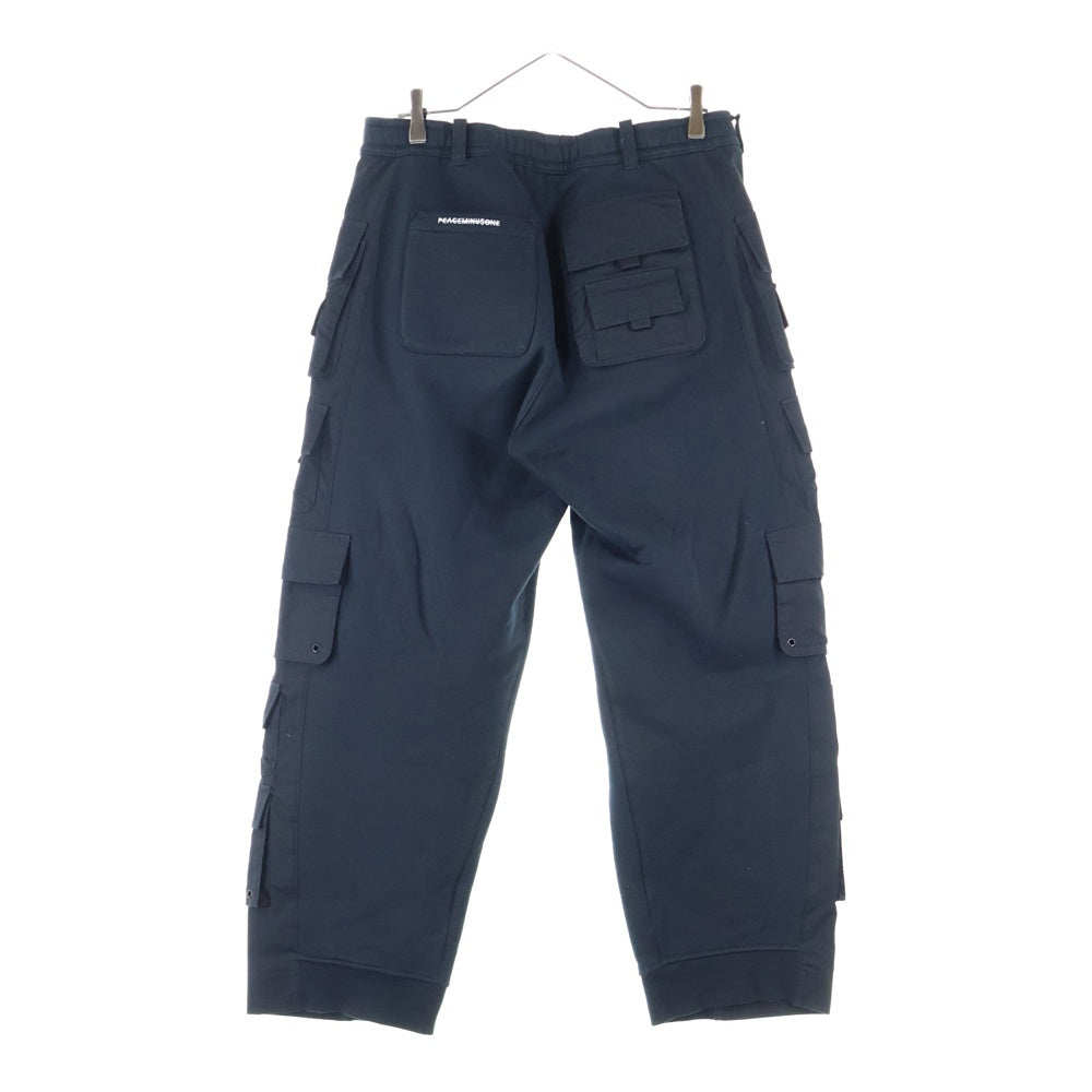 NIKE(ナイキ) ×PEACEMINUSONE NRG CF WODE PANTS DR0095-010 刺繍デザイン スウェット切り替え カーゴパンツ ブラック