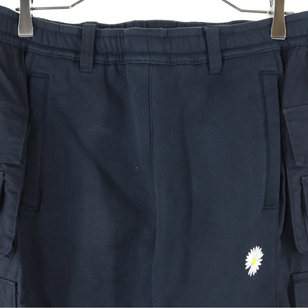 NIKE(ナイキ) ×PEACEMINUSONE NRG CF WODE PANTS DR0095-010 刺繍デザイン スウェット切り替え カーゴパンツ ブラック