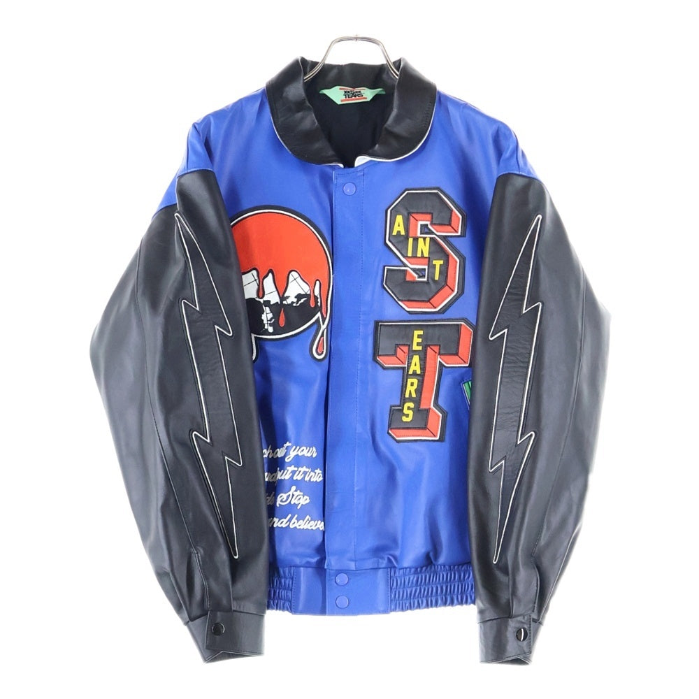 SAINT MICHAEL(セントマイケル) 23AW HOLY GRAIL レザーバーシティジャケット スタジャン ブルー SM-A23-0000-C24