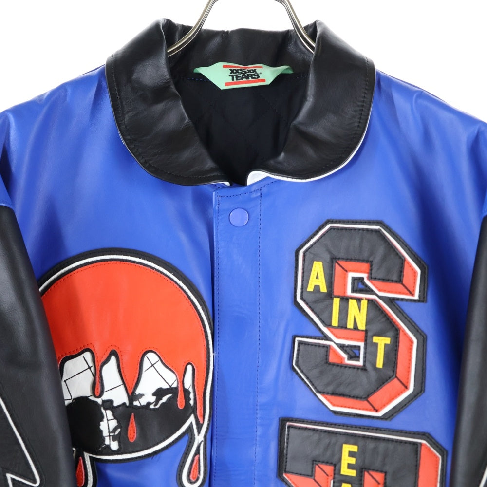 SAINT MICHAEL(セントマイケル) 23AW HOLY GRAIL レザーバーシティジャケット スタジャン ブルー SM-A23-0000-C24