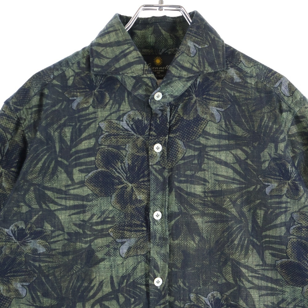 Giannetta(ジャンネット) フラワー総柄 長袖シャツ グリーン