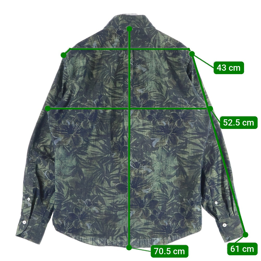 Giannetta(ジャンネット) フラワー総柄 長袖シャツ グリーン