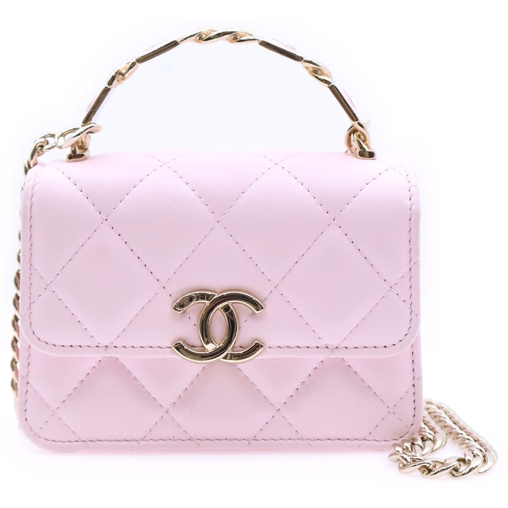 CHANEL(シャネル) ミニマトラッセ チェーンショルダーバッグ ピンク ラムスキン GD金具 AP2758