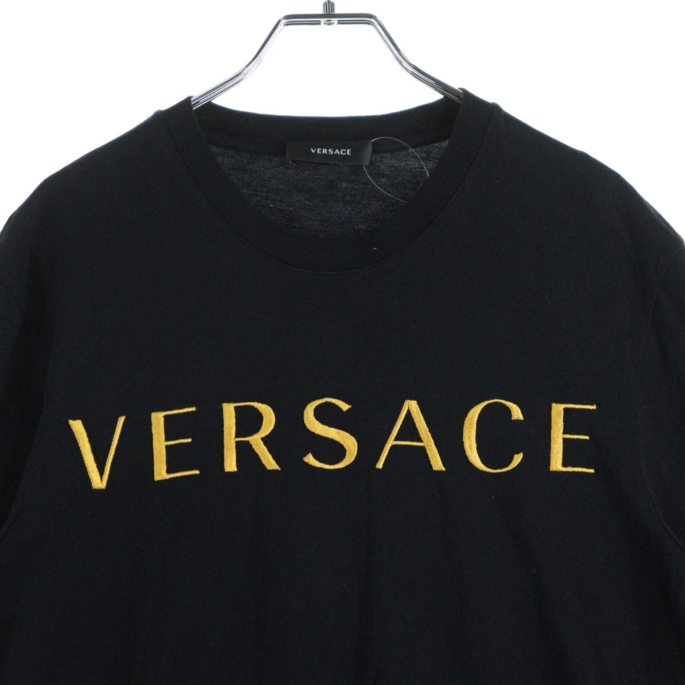 VERSACE(ヴェルサーチ) ロゴ刺繍 フロントロゴ クルーネックTシャツ