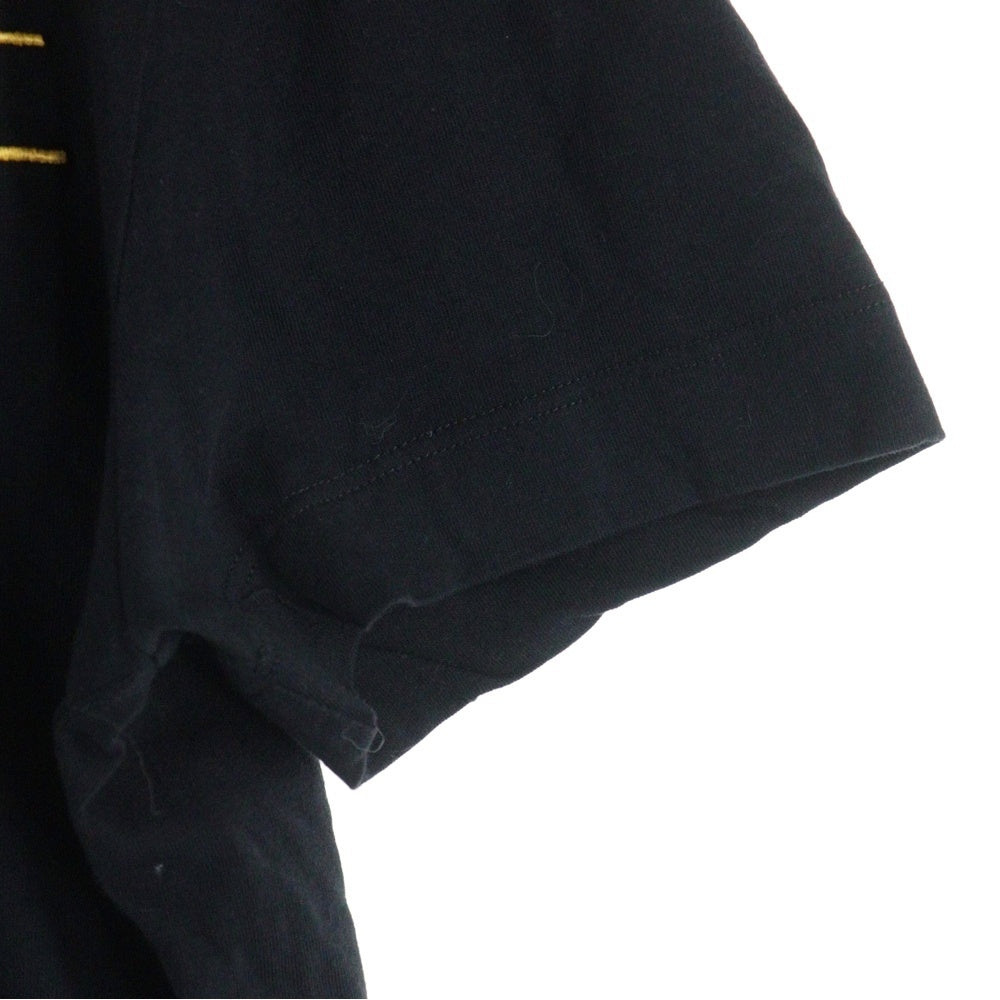 VERSACE(ヴェルサーチ) ロゴ刺繍 フロントロゴ クルーネックTシャツ ブラック A87021S