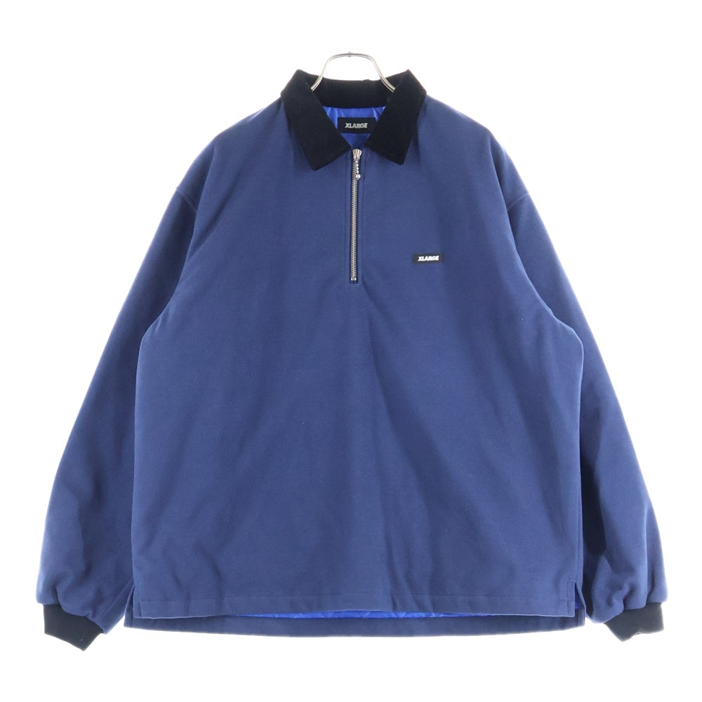 X-LARGE(エクストララージ) QUILTED HALF-ZIP SHIRT 裏地キルテッド ハーフジップ フリースシャツ ネイビー 101214014002