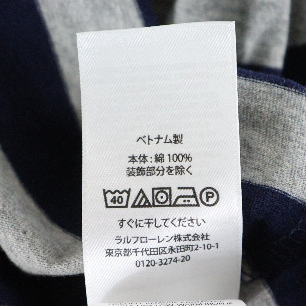 POLO RALPH LAUREN(ポロラルフローレン) ロゴ刺繍 ボーダー柄 クルーネック半袖Tシャツカットソー ネイビー/グレー