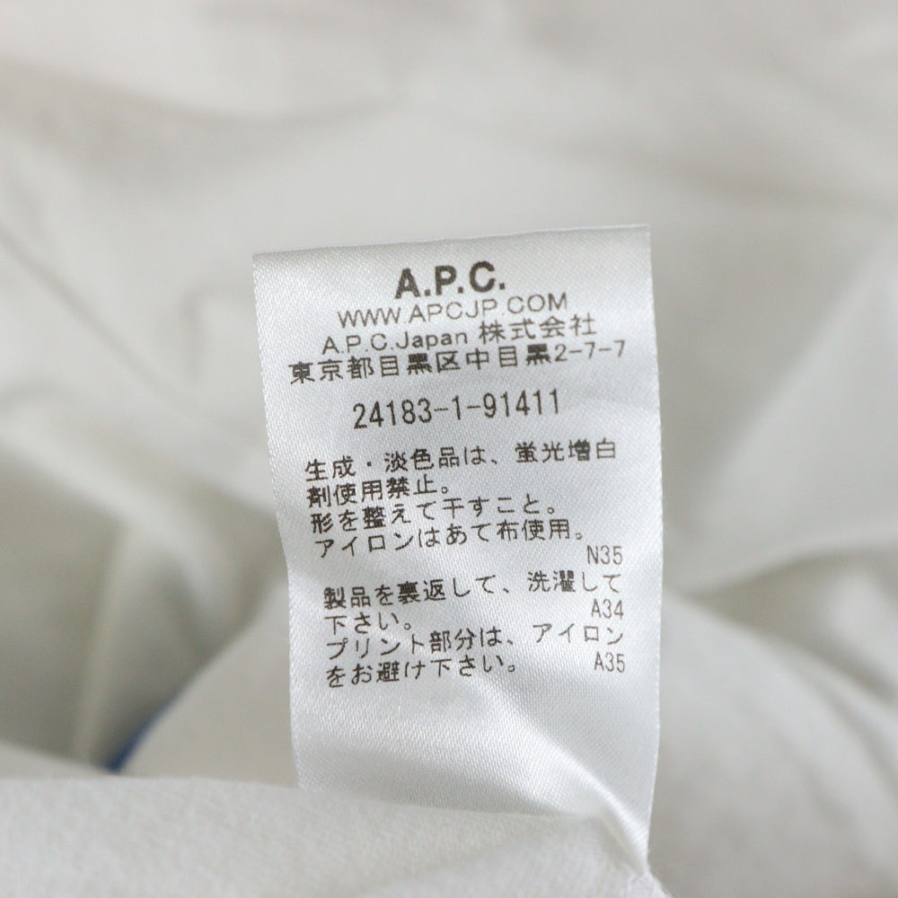 A.P.C(アーペーセー) フロントロゴ クルーネック半袖Tシャツカットソー ホワイト/ブルー