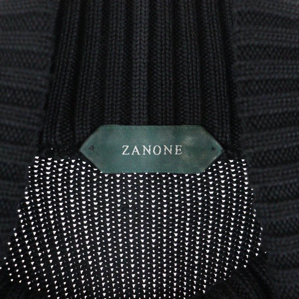 ZANONE(ザノーネ) 5ゲージ ウールソリッドスタンドカラー ニットカーディガン ブラック 812519-ZR229