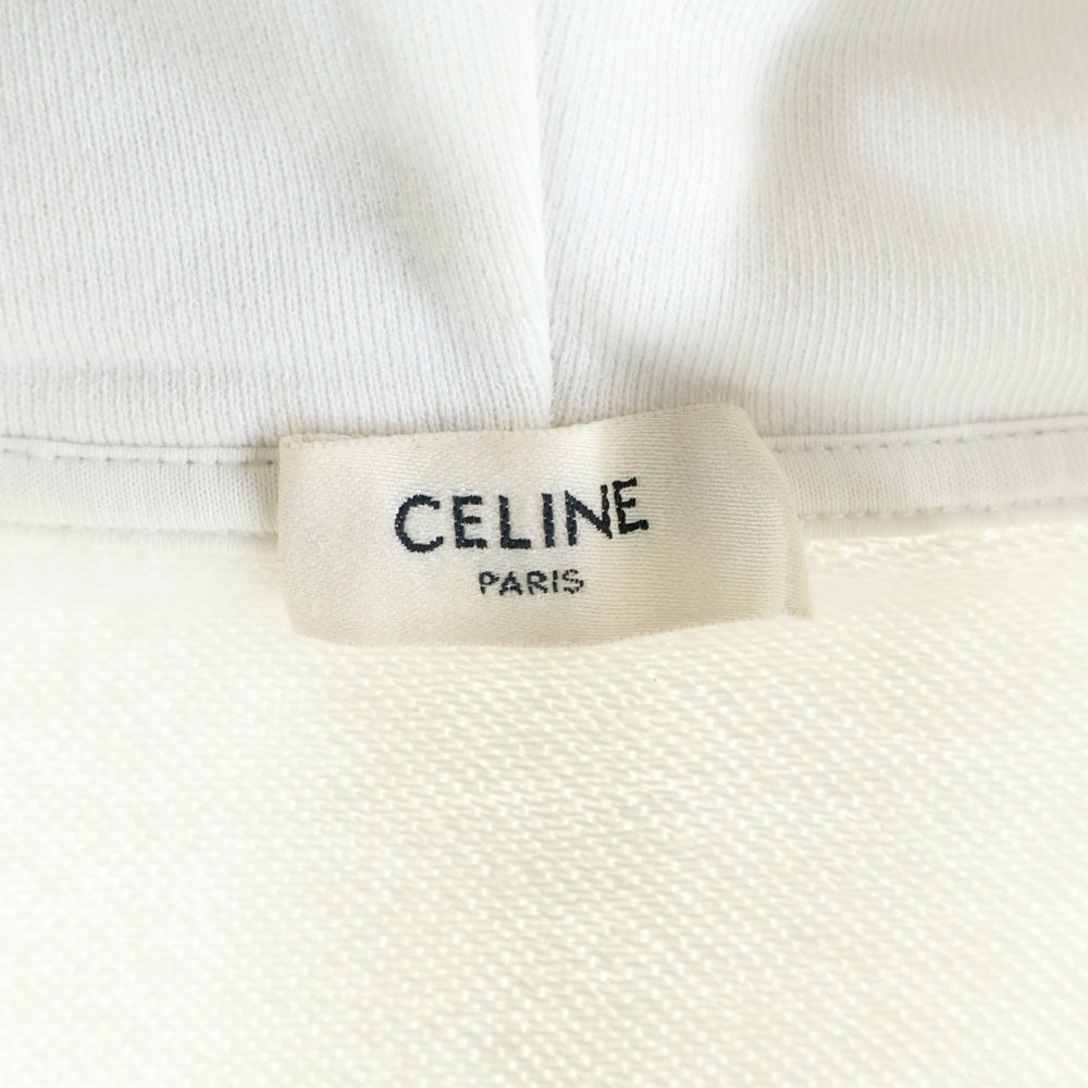 CELINE(セリーヌ) 21AW バックロゴプリント ルーズ ジップアップパーカー フーディー ホワイト 2Y496052H
