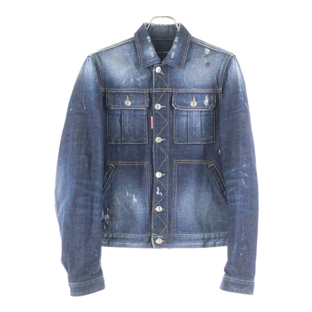 DSQUARED2(ディースクエアード) 14SS ダメージ加工 デニムジャケット インディゴ S71AM0500