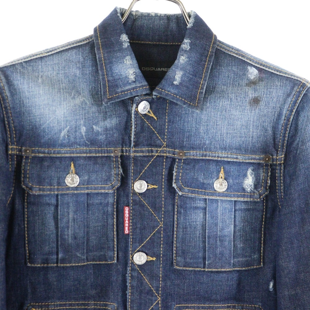 DSQUARED2(ディースクエアード) 14SS ダメージ加工 デニムジャケット インディゴ S71AM0500