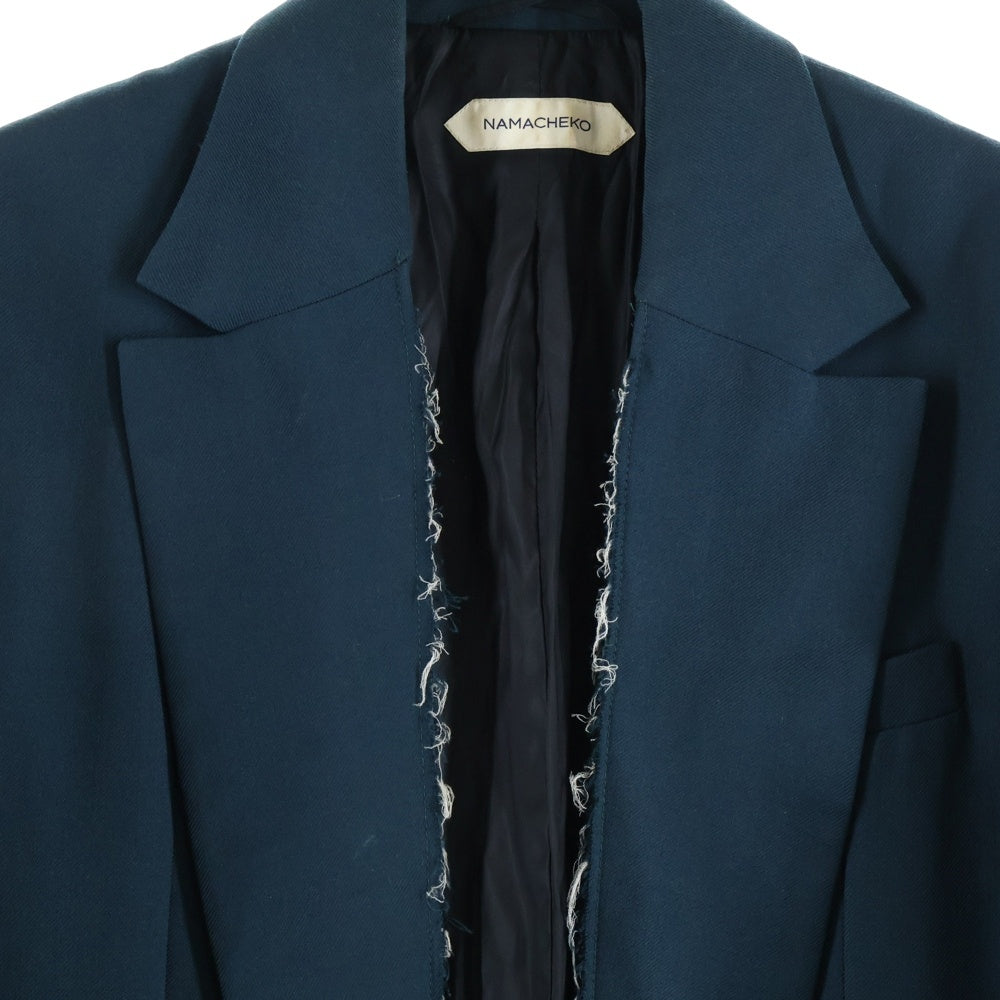 NAMACHEKO(ナマチェコ) 襟元ダメージ加工テーラードジャケット グリーン