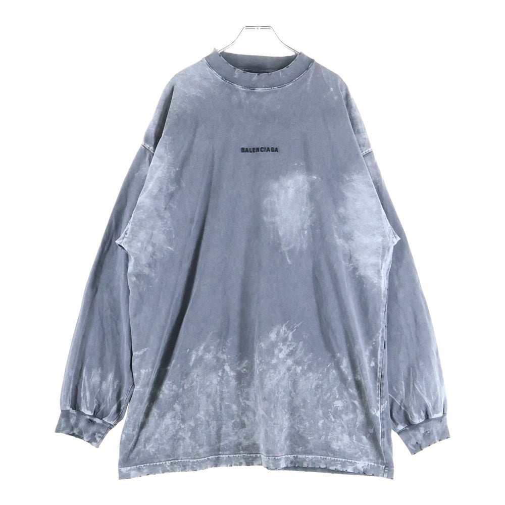 BALENCIAGA(バレンシアガ) 24AW ラージフィット バックロゴ ダメージ加工 ロングスリーブTシャツ ロンT カットソー ブラック 796917