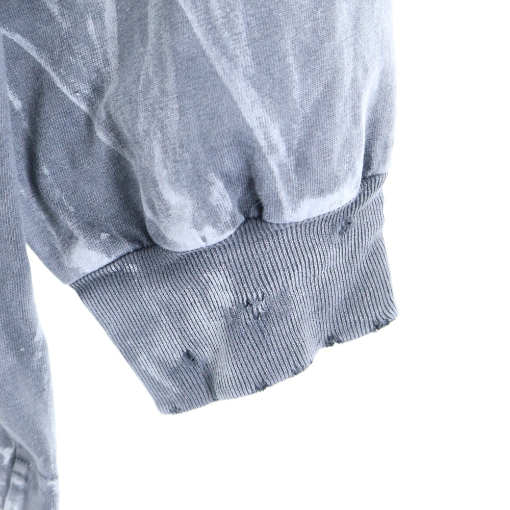 BALENCIAGA(バレンシアガ) 24AW ラージフィット バックロゴ ダメージ加工 ロングスリーブTシャツ ロンT カットソー ブラック 796917