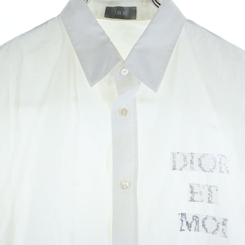 DIOR(ディオール) スパンコールロゴ コットン長袖シャツ ホワイト 933C538A1581