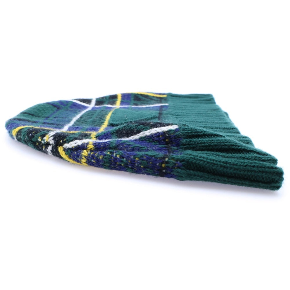 PRADA(プラダ) チェック柄 ニット帽 ビーニー グリーン UMD500