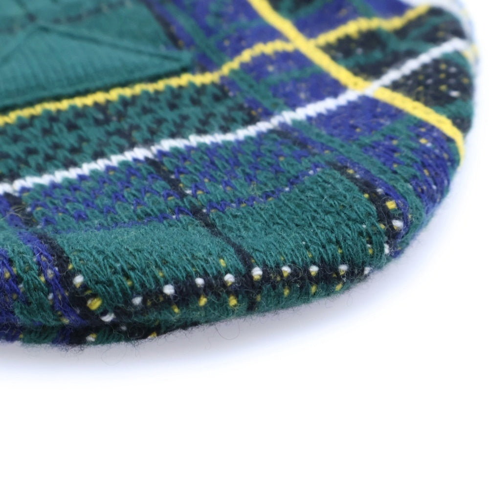 PRADA(プラダ) チェック柄 ニット帽 ビーニー グリーン UMD500