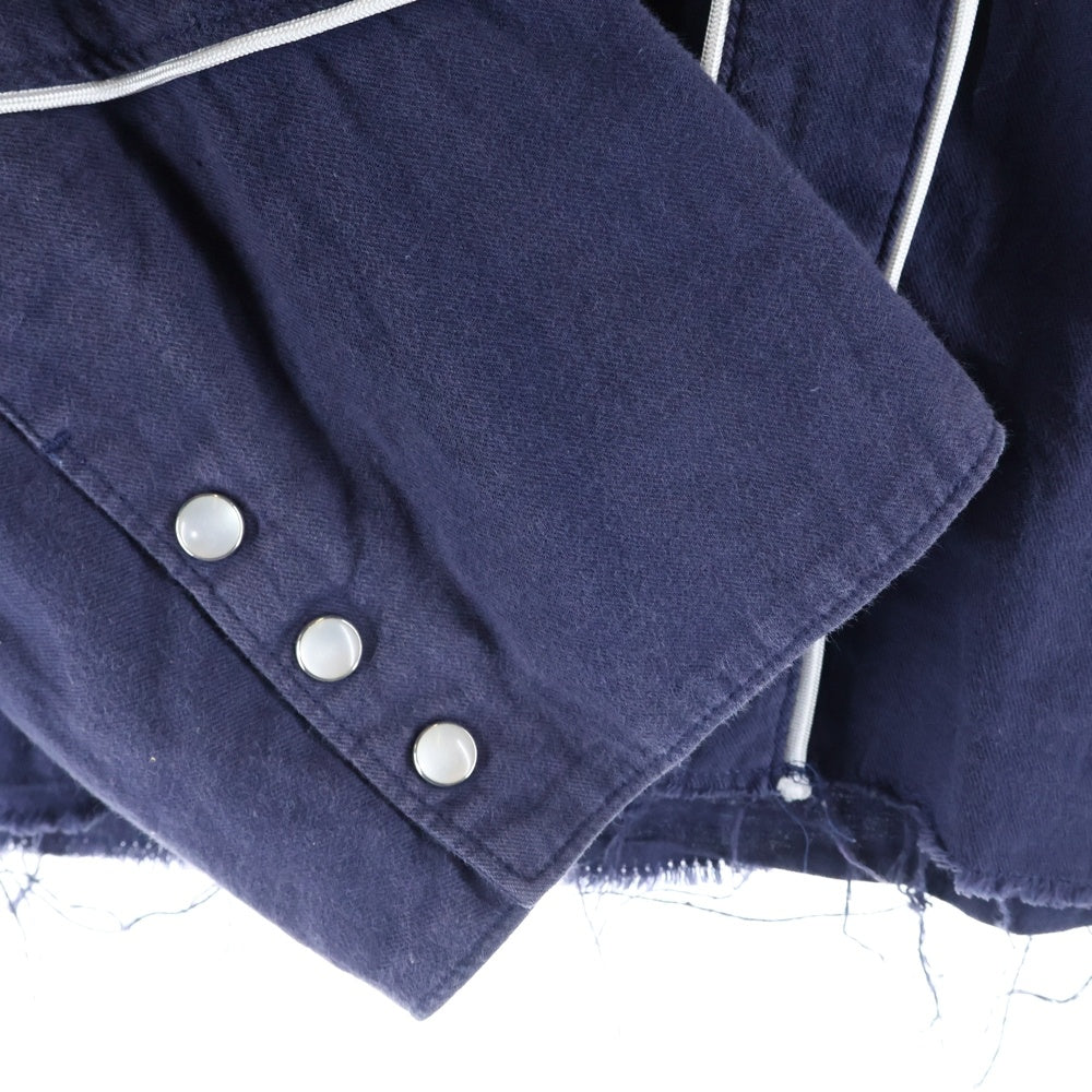 Jieda(ジエダ) カットオフ ウエスタン 長袖シャツ ネイビー Jie-18W-SH04-B