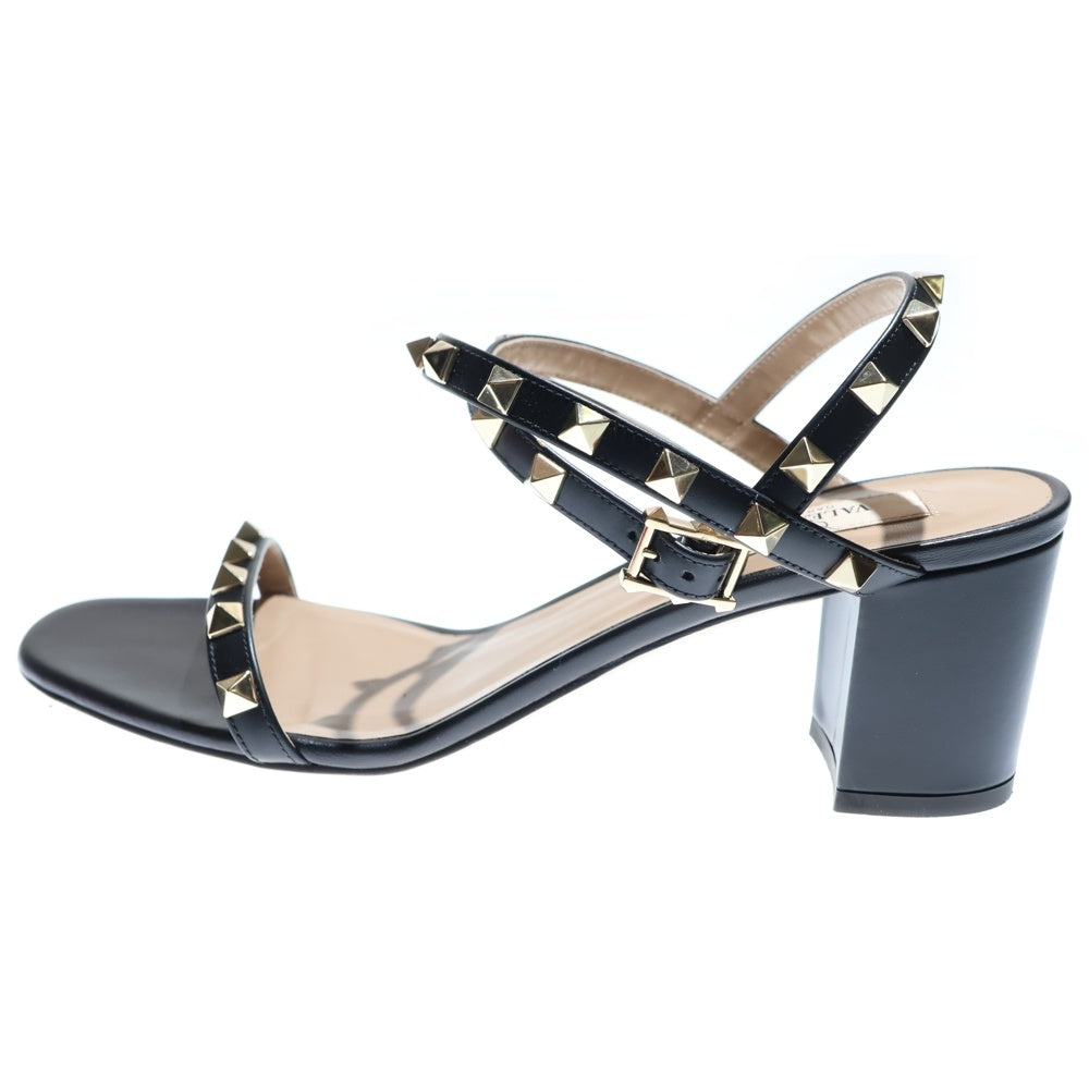 VALENTINO(ヴァレンティノ) スタッズ装飾サンダル ヒールサンダル ブラック/ゴールド