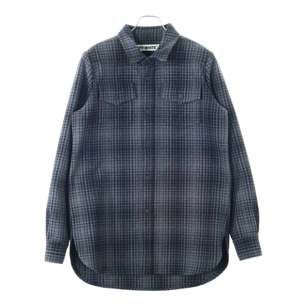 OFF-WHITE(オフホワイト) バックロゴ ウールチェックシャツ 長袖シャツ グレー