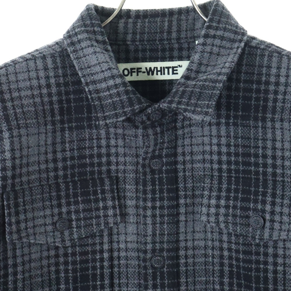 OFF-WHITE(オフホワイト) バックロゴ ウールチェックシャツ 長袖シャツ グレー