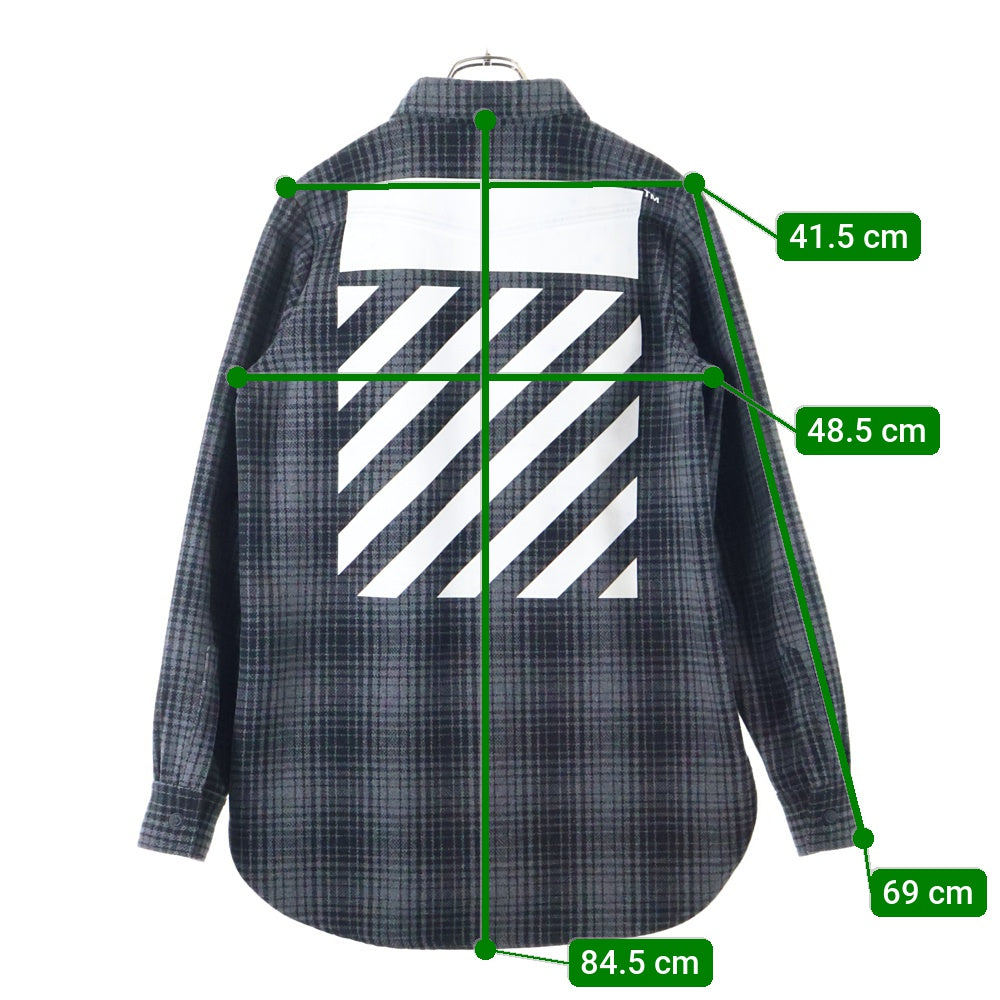 OFF-WHITE(オフホワイト) バックロゴ ウールチェックシャツ 長袖シャツ グレー