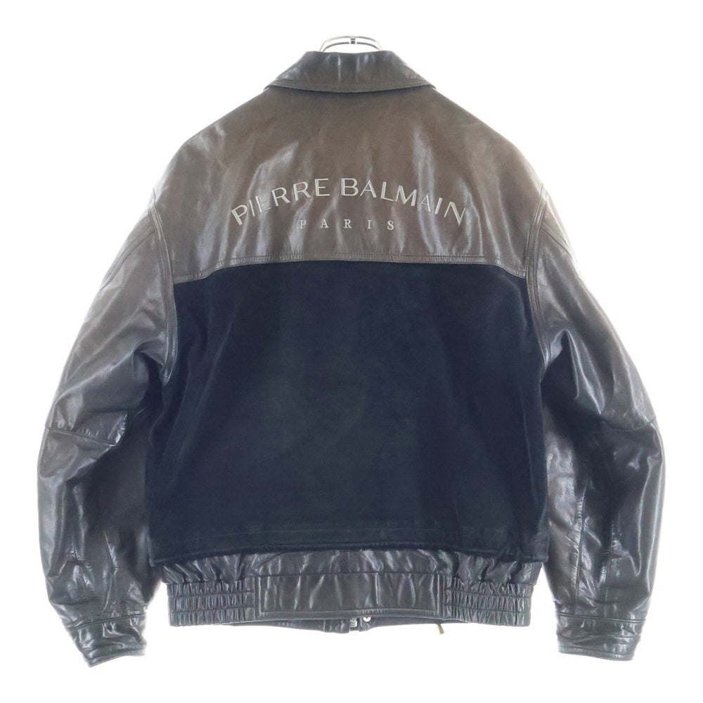 PIERRE BALMAIN(ピエールバルマン) スエード切替 レザージップボンバージャケット ブラック/ブラウン 6816A