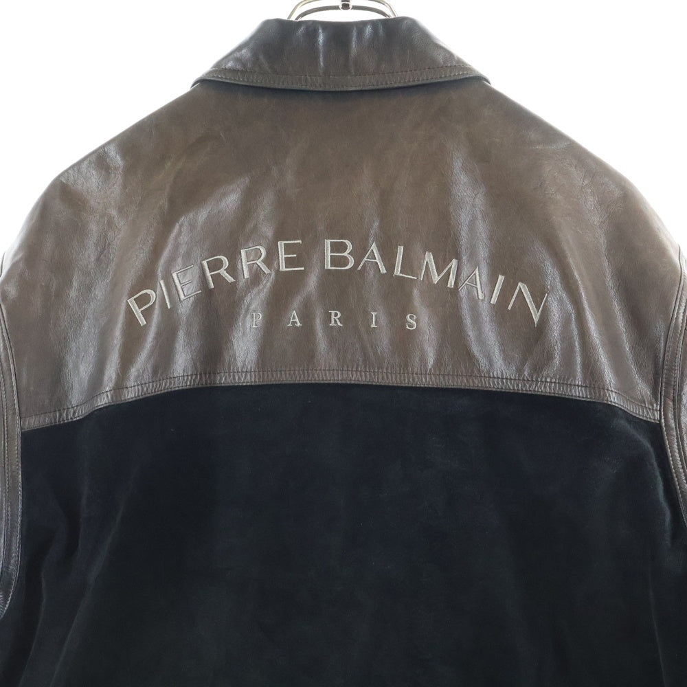 PIERRE BALMAIN(ピエールバルマン) スエード切替 レザージップボンバージャケット ブラック/ブラウン 6816A