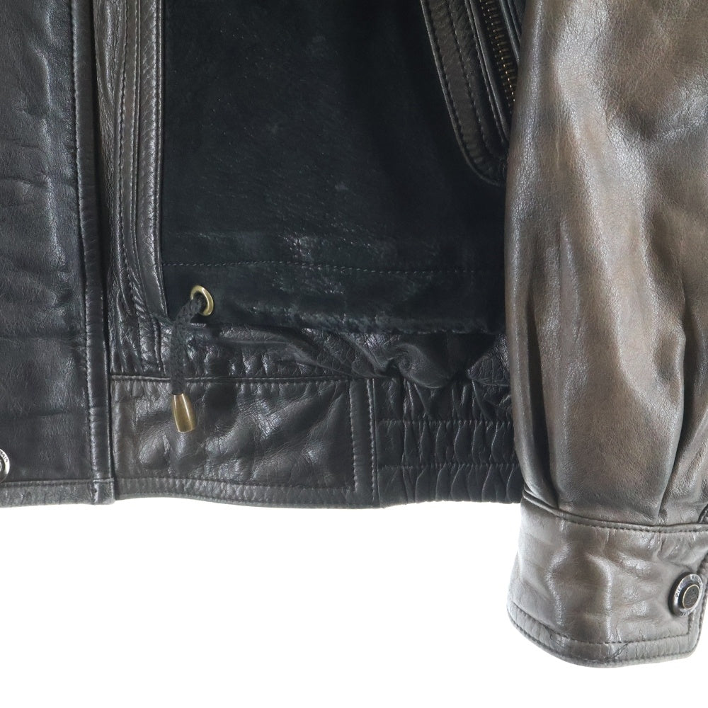 PIERRE BALMAIN(ピエールバルマン) スエード切替 レザージップボンバージャケット ブラック/ブラウン 6816A