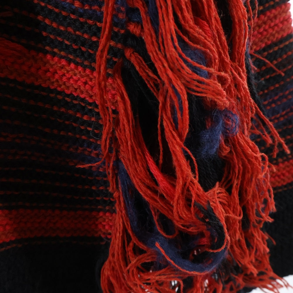 LOEWE(ロエベ) KNIT TOP デザインウールニット フリンジニット ブラック/レッド H3109260OT 7101