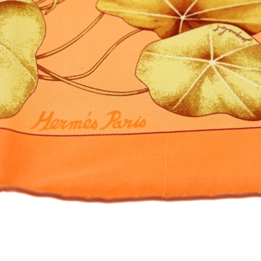 HERMES(エルメス) Silk Les Capucines Pocket Square シルク レ カプシーヌ ポケットチーフ オレンジ レディース