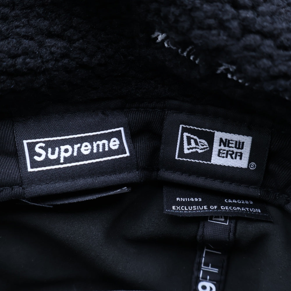SUPREME(シュプリーム) 22AW × NEW ERA Leather Earflap Box Logo レザーイヤーボックスロゴキャップ 帽子 ブラック