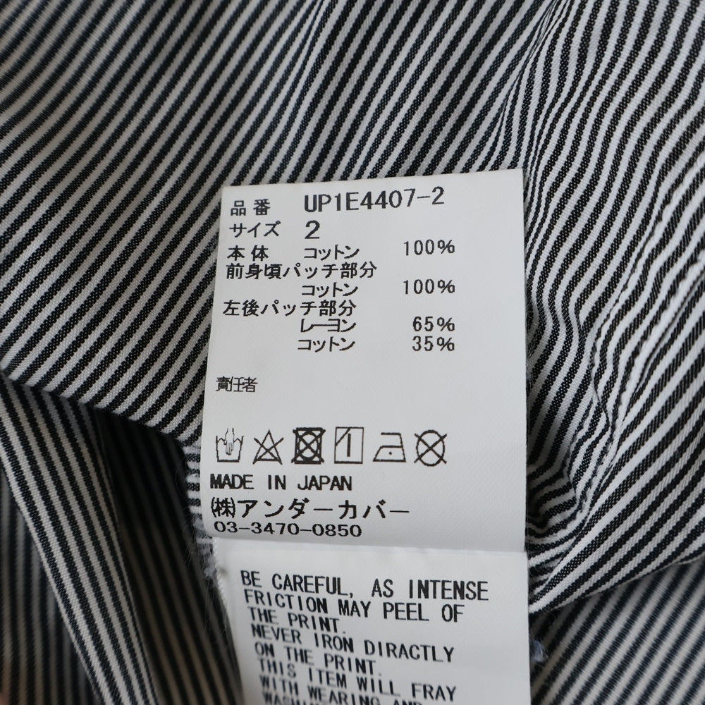 UNDERCOVER(アンダーカバー) ストライプランダムプリントパッチ半袖シャツ ブルー