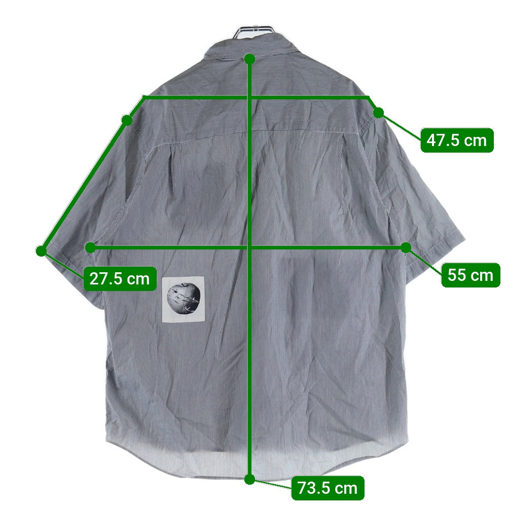 UNDERCOVER(アンダーカバー) ストライプランダムプリントパッチ半袖シャツ ブルー