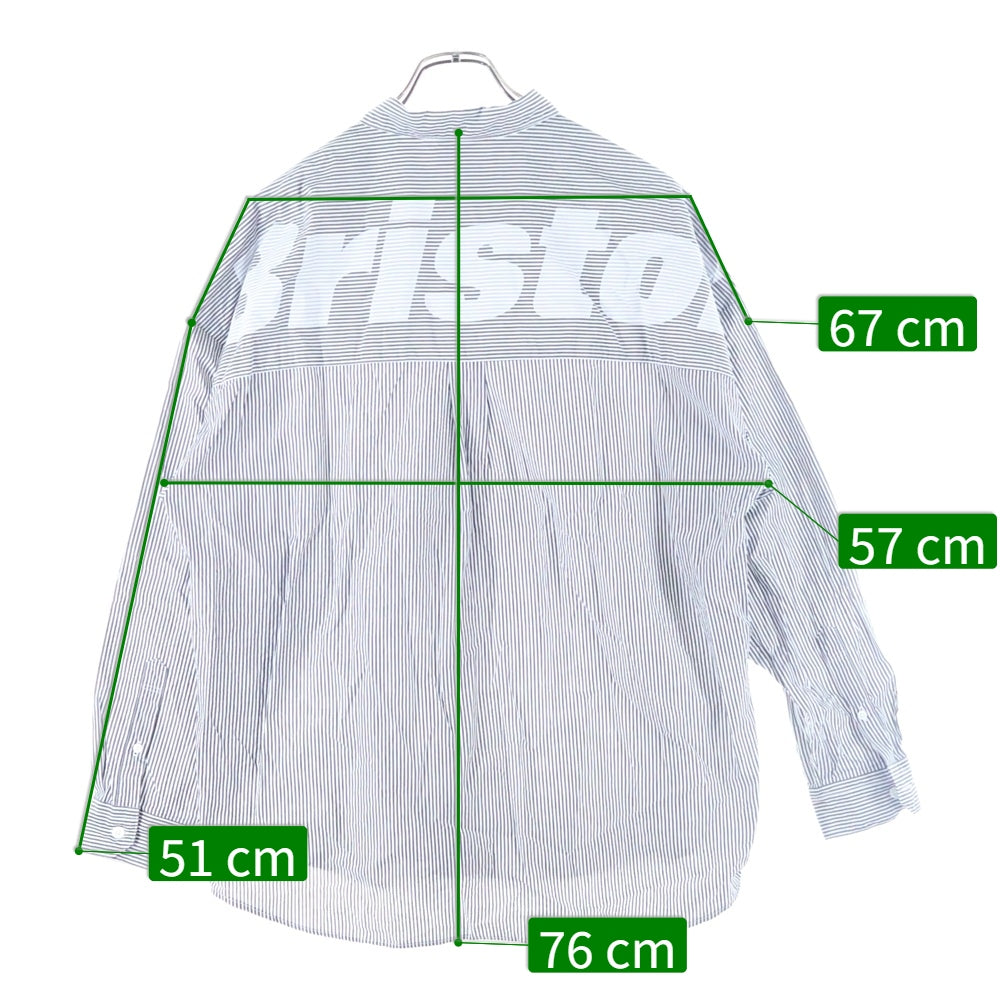 F.C.R.B./F.C.Real Bristol/FCRB(エフシーアールビー/エフシーレアルブリストル) BIG LOGO SHIRTS ストライプ長袖シャツ ホワイト/ブラック FCRB-250086