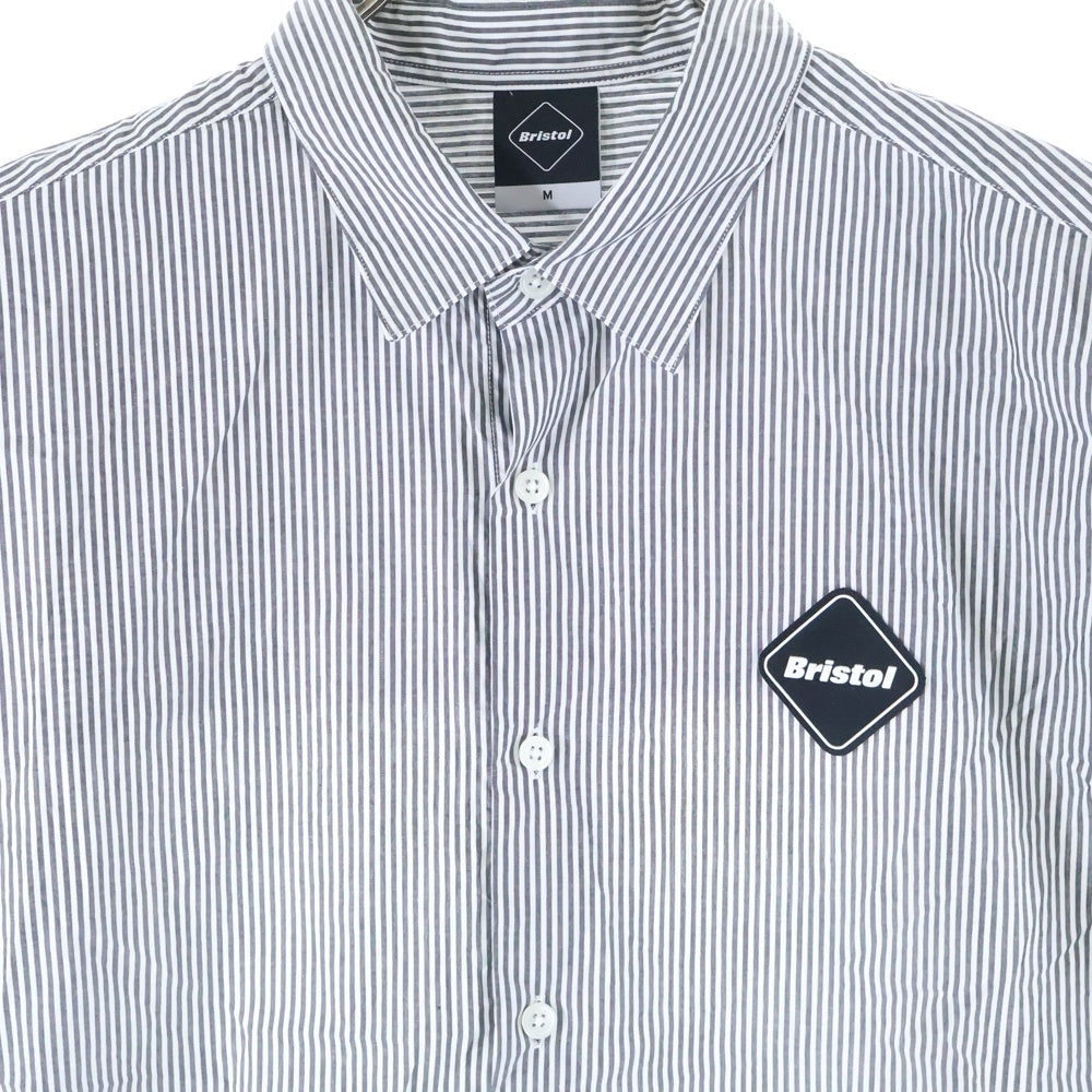 F.C.R.B./F.C.Real Bristol/FCRB(エフシーアールビー/エフシーレアルブリストル) BIG LOGO SHIRTS ストライプ長袖シャツ ホワイト/ブラック FCRB-250086