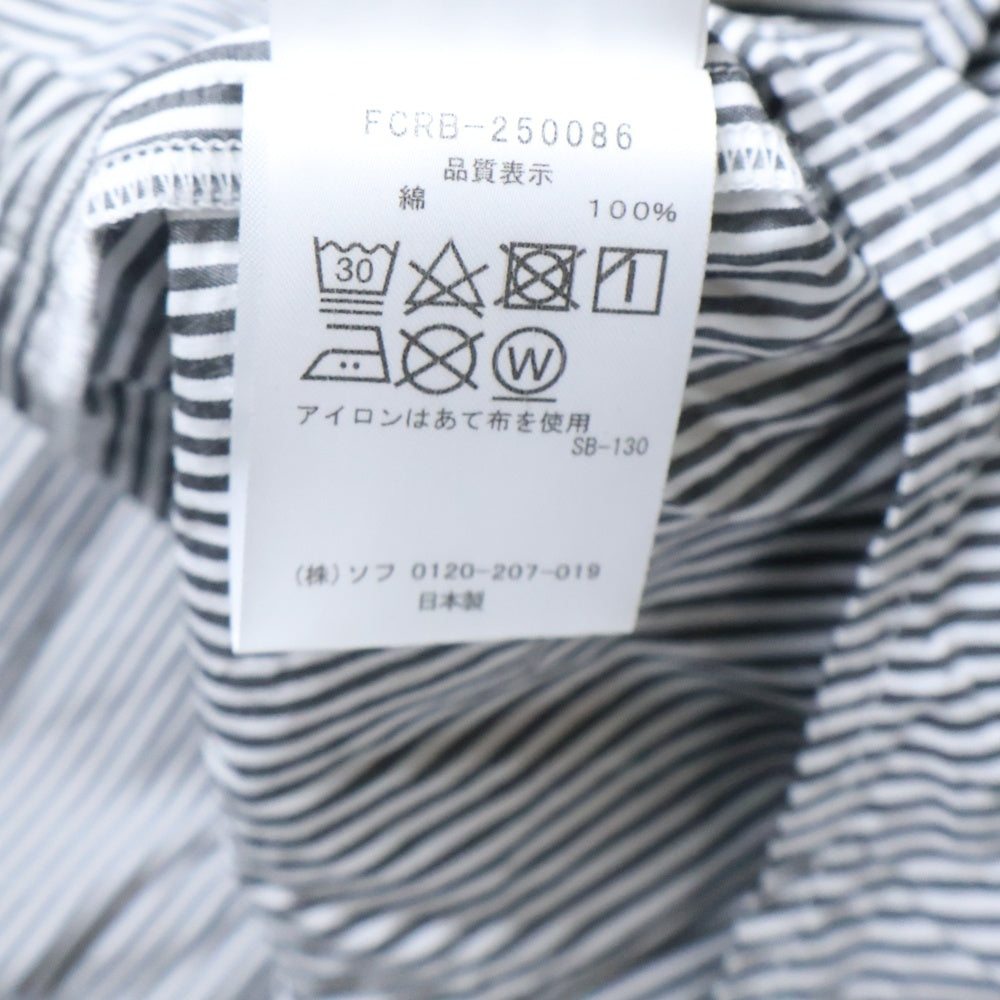 F.C.R.B./F.C.Real Bristol/FCRB(エフシーアールビー/エフシーレアルブリストル) BIG LOGO SHIRTS ストライプ長袖シャツ ホワイト/ブラック FCRB-250086