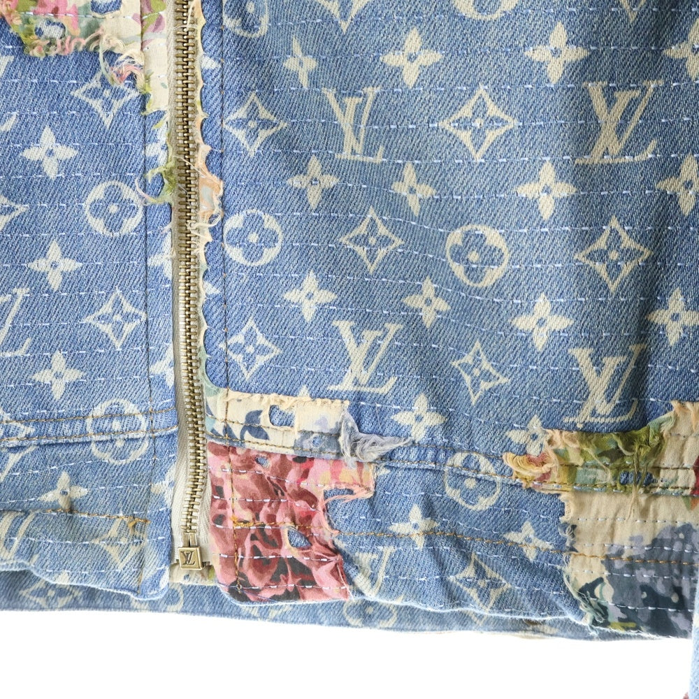LOUIS VUITTON(ルイヴィトン) 22AW モノグラム フラワーデザイン デストロイ ワークウェア デニムジャケット インディゴ RM222 JF0 HNA90W RM222 JF0 HNA90W